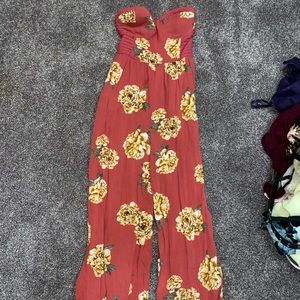 Flower long dress strapless romper